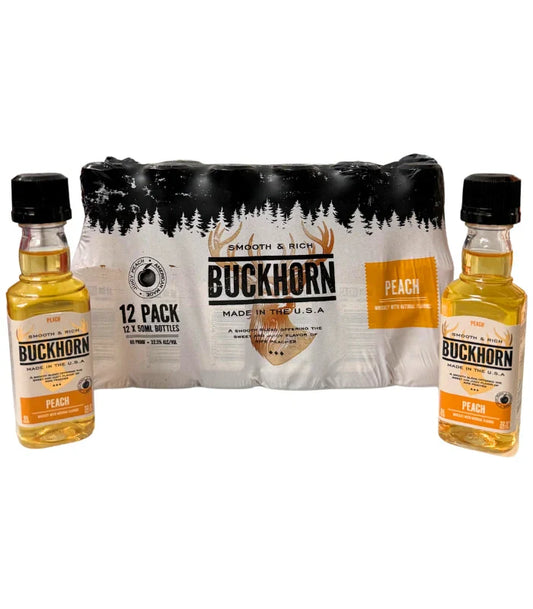 Buckhorn Peach Whiskey Shooters 12 x 50mL