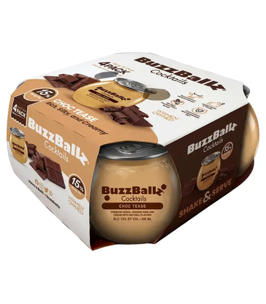 Buzzballz Choc Tease Pre-Mixed Cocktails 4-Pack