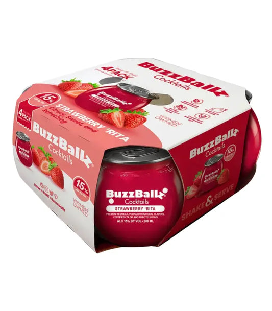 Buzzballz Strawberry 'RIta Pre-Mixed Cocktails 4-Pack