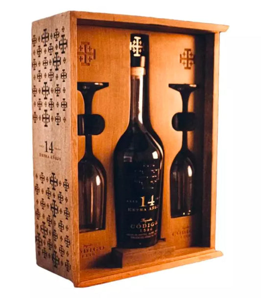 Codigo 1530 14 Year Tequila Extra Anejo w/ 2 Flute Glasses
