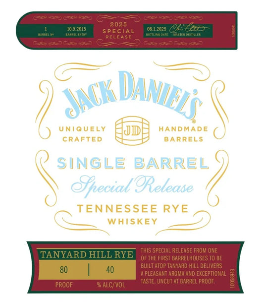 Jack Daniel’s Single Barrel 2025 Special Release Tanyard Hill Rye