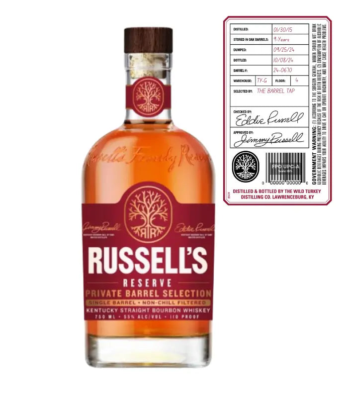 Russell's Reserve 9 Year 'Jimmy's Barrel Proof Hustle' Single Barrel 'The Barrel Tap' Private Select Bourbon 750mL