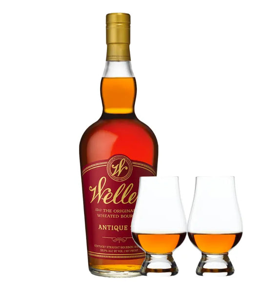 W.L. Weller Antique 107 Bourbon Whiskey & Glencairn Set Bundle