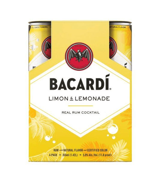 Buy Bacardi Ready To Drink Limon and Lemonade 4 Pack Cans Online - The Barrel Tap Online Liquor Delivered